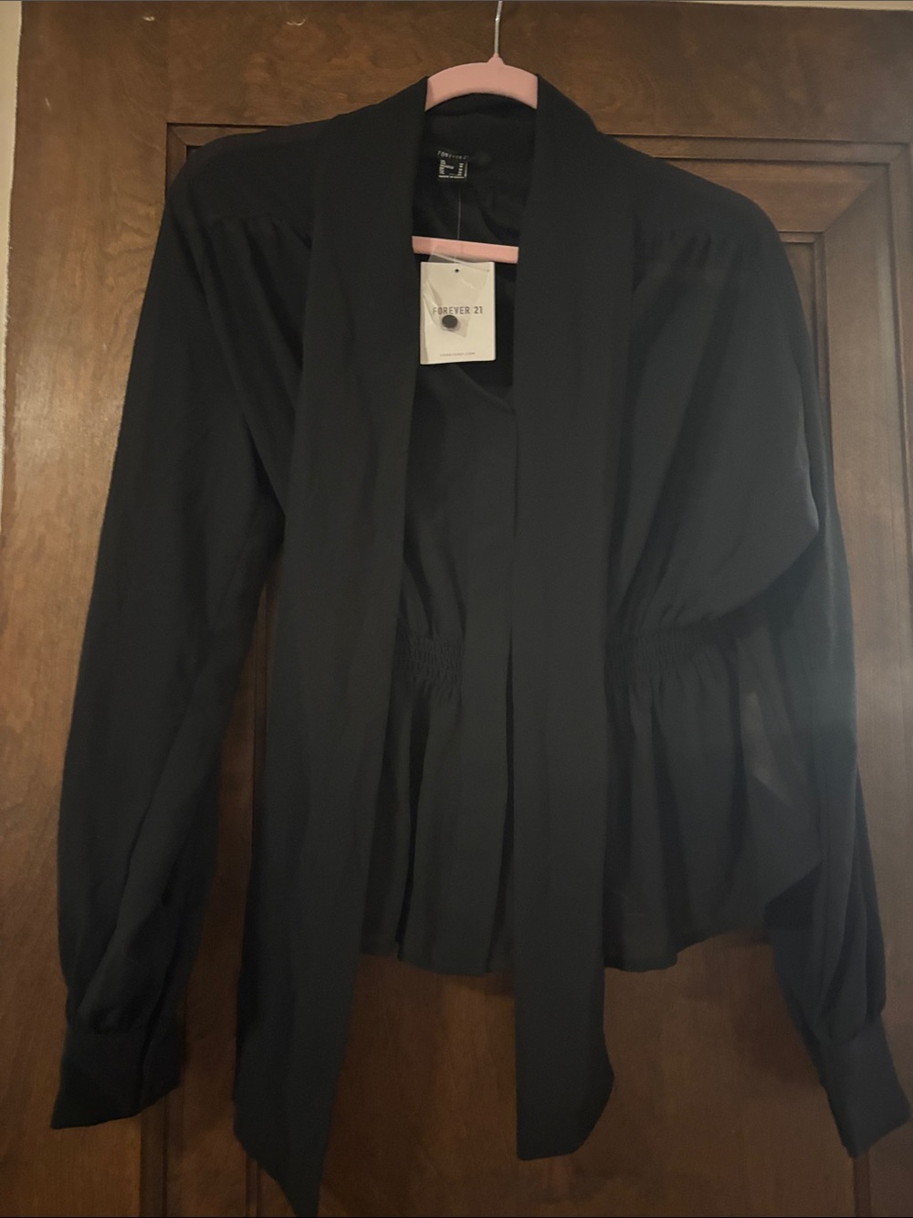 Forever 21 Black Tie-Front Blouse